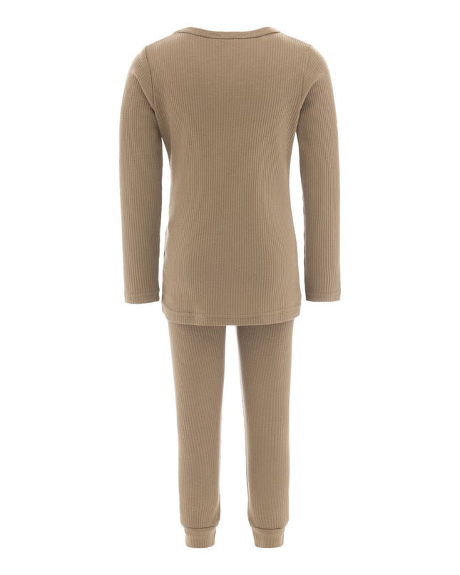 banblu-Beige Striped Modal Outfit-bottom-set-51075