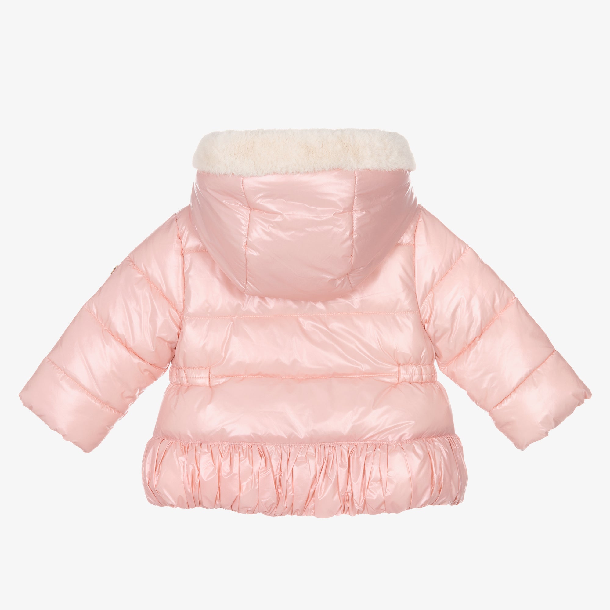 Pink Bow Hooded Puffer Jacket kids atelier