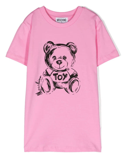 moschino-Pink Teddy Bear Logo T-Shirt-hrm03t-lba33-50206
