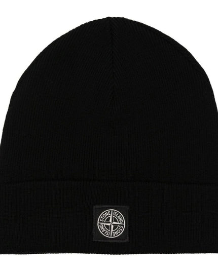 stone-island-Black Logo Beanie-7916n01c3-v0029