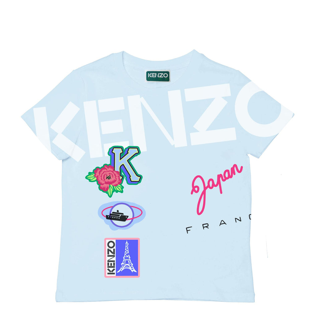 kenzo-k15622-791-Aqua Blue Logo T-Shirt