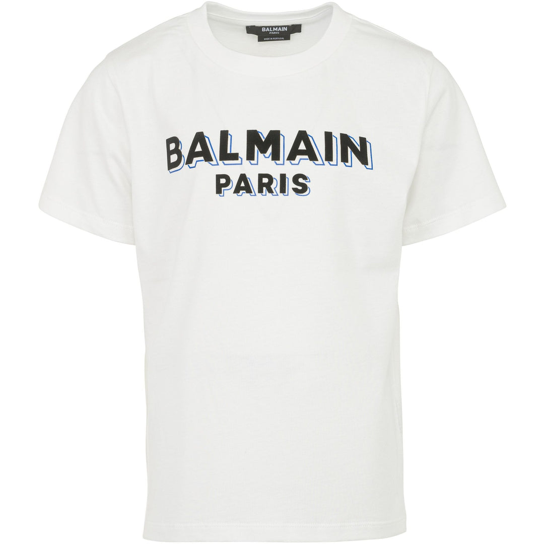 balmain-White Logo T-Shirt-bt8p01-z0057-102