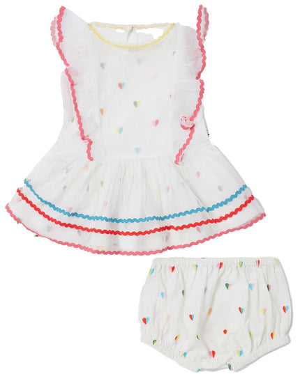 White Heart Print Dress & Bloomers