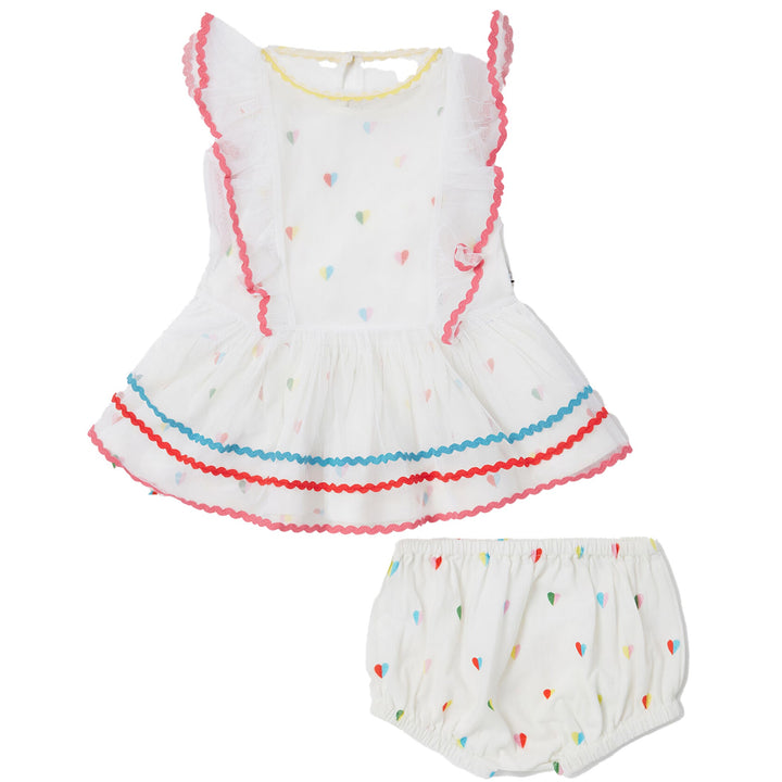 White Heart Print Dress & Bloomers