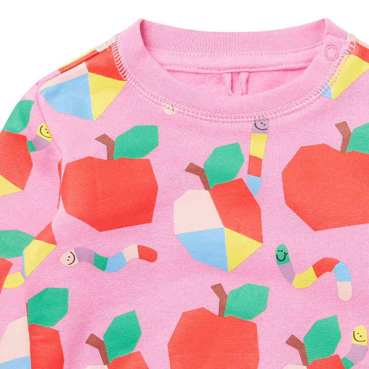 Pink Apple Print Sweatshirt