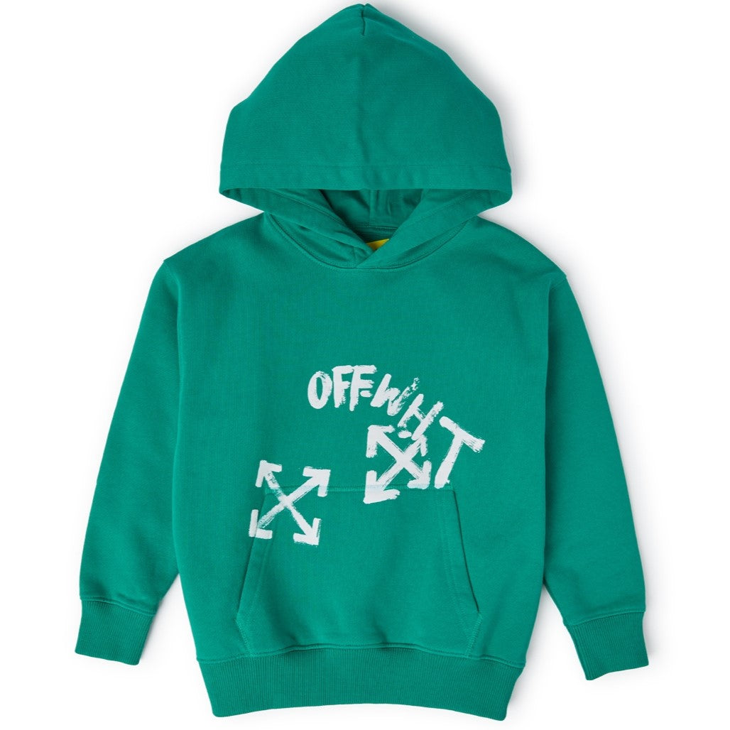off-white-obbb001f23fle0055501-Green Logo Hoodie