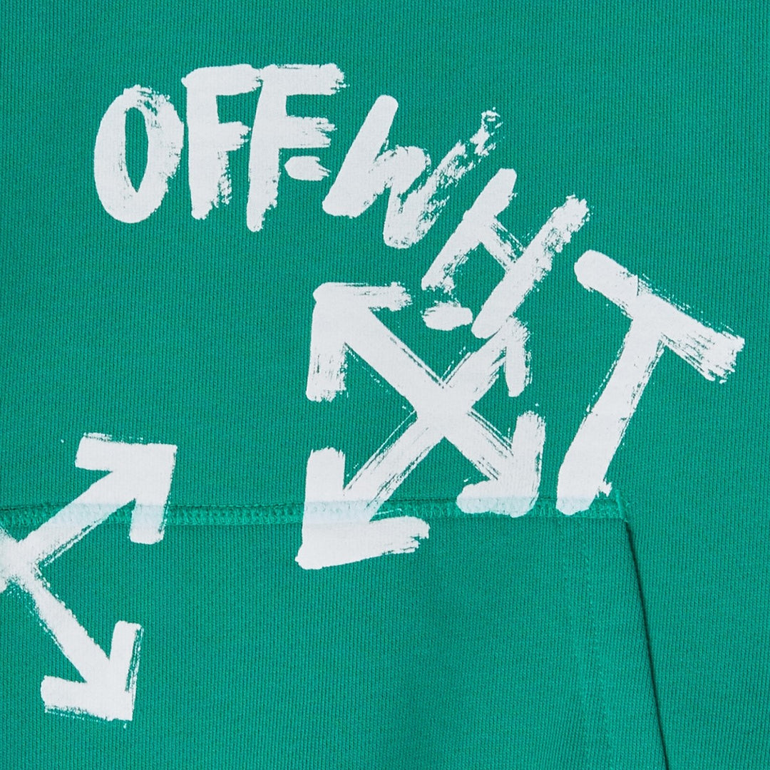 off-white-obbb001f23fle0055501-Green Logo Hoodie