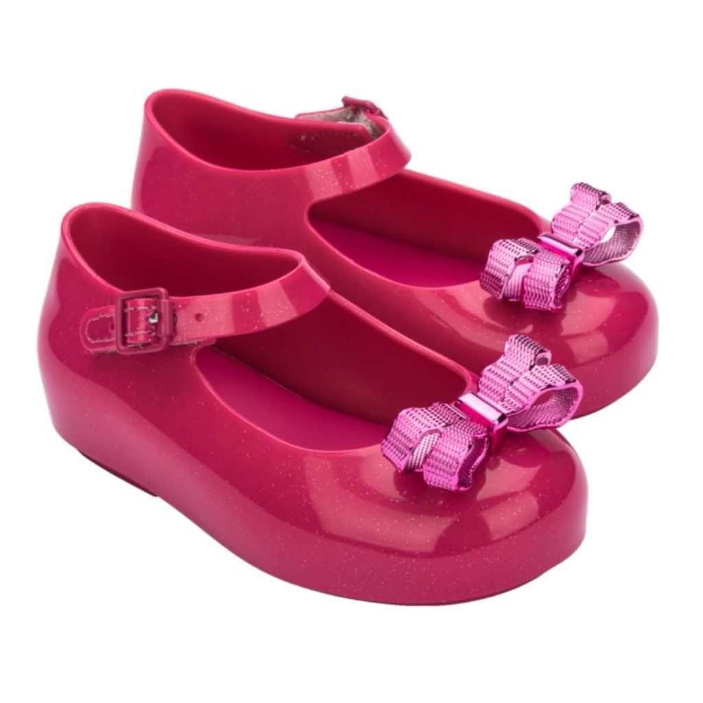 Pink Glitter Bow Jelly Shoes