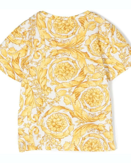 versace-1000102-1a02445-5w050-White & Gold Barocco T-Shirt