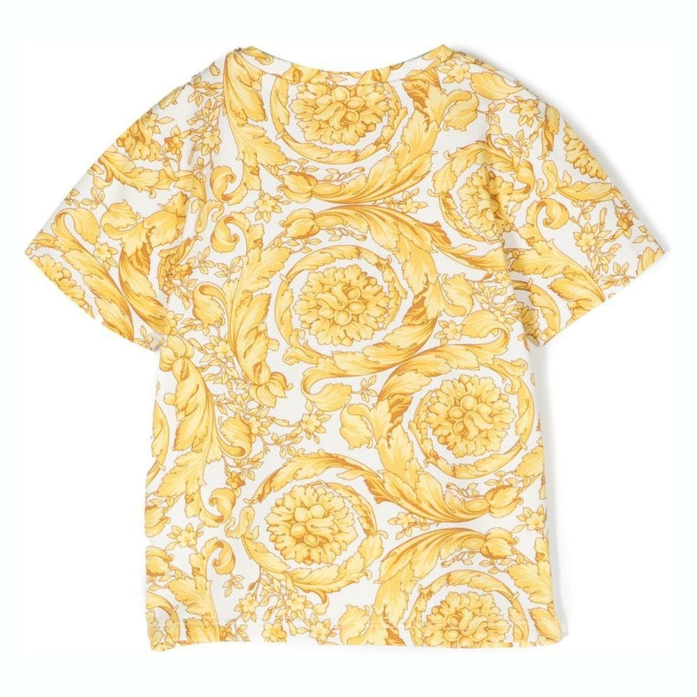 versace-1000102-1a02445-5w050-White & Gold Barocco T-Shirt