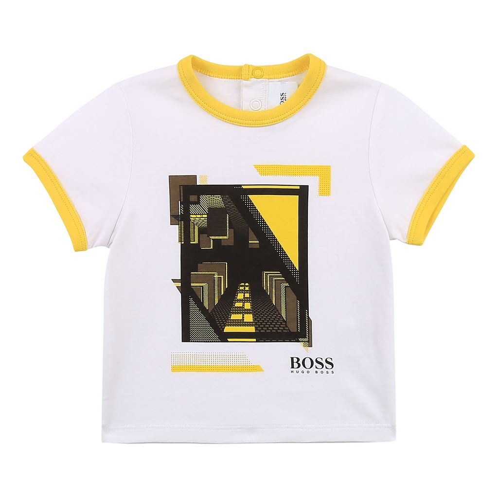 boss-White Logo Print T-shirt-j05840-10b