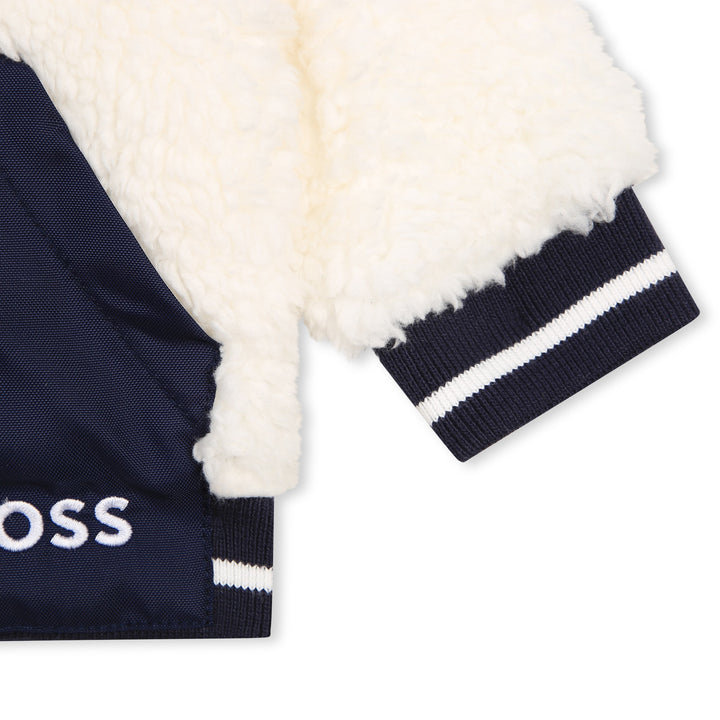 boss-j95366-117-Navy Blue & White Faux Fur Coat