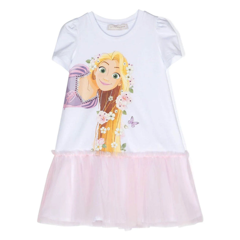 monnalisa-19c921-3022-9990-White & Pink Repunzel Dress