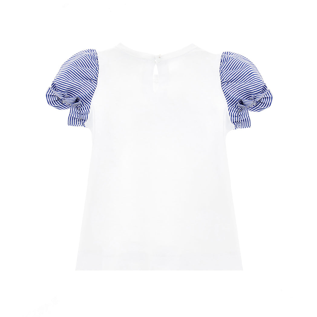 Monnalisa slogan embroidered short-sleeve blouse - White