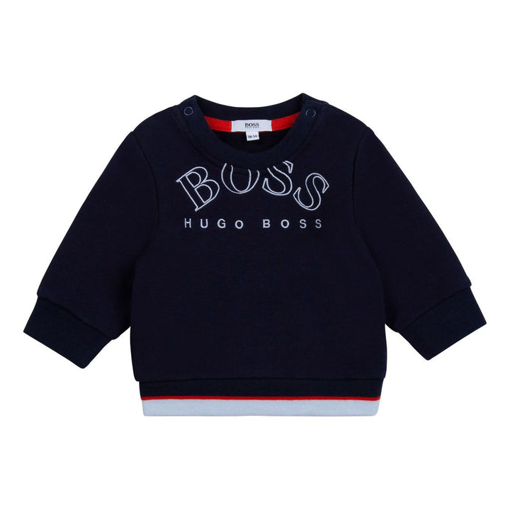 boss-Navy Logo Sweatshirt-j95319-849