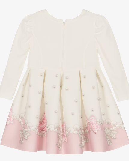 Ivory & Pink Pearl Bow Dress