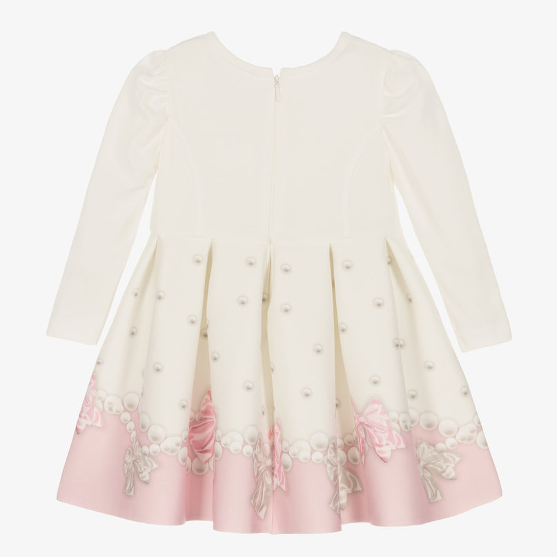 Ivory & Pink Pearl Bow Dress