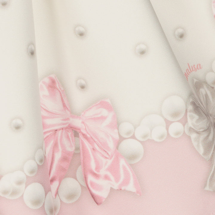 Ivory & Pink Pearl Bow Dress