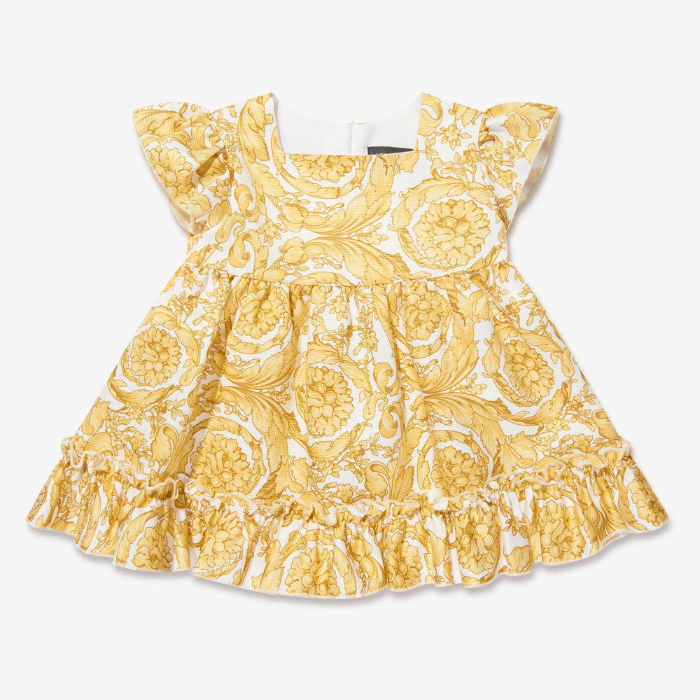 versace-1003476-1a05539-5w050-Gold Barocco Print Dress