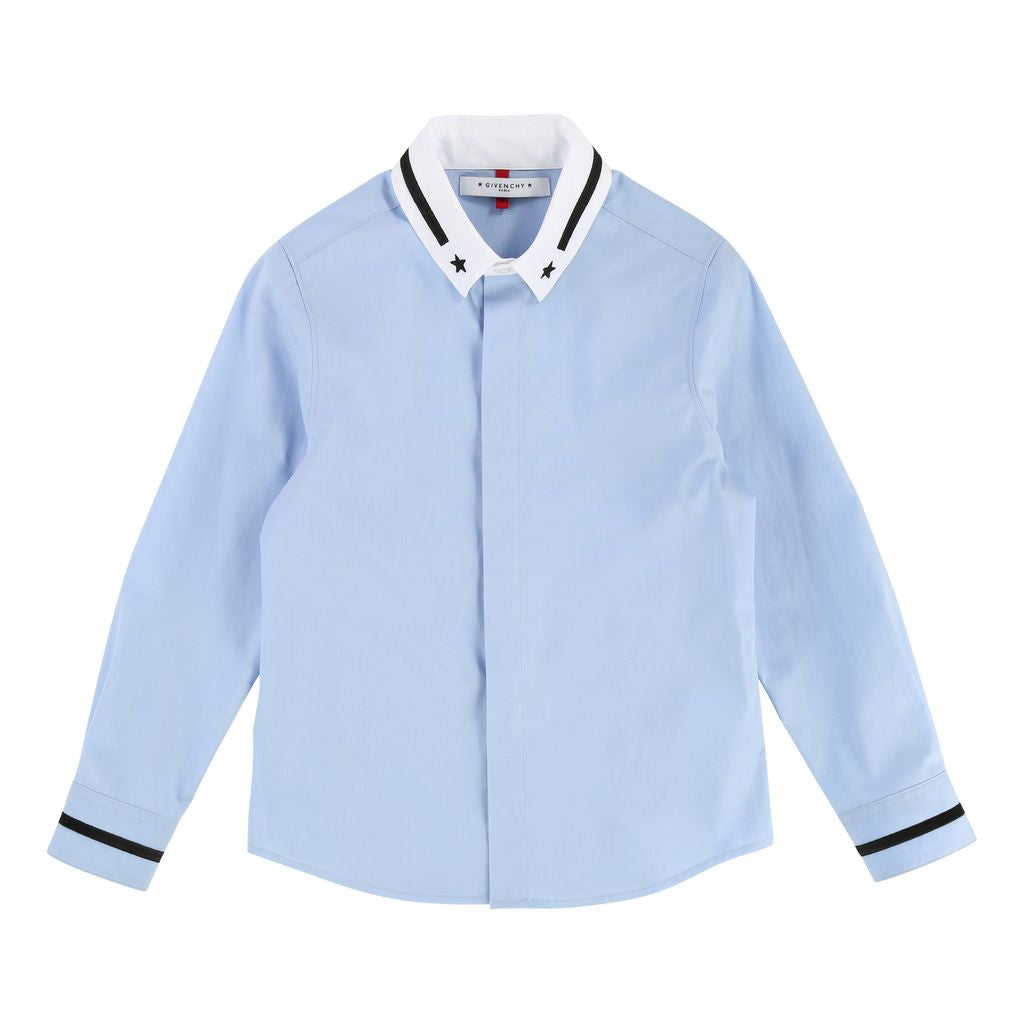 Givenchy Blue Long Sleeve Star Collar Shirt-h25038-77d