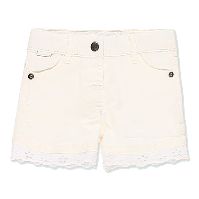 White Lace Denim Shorts