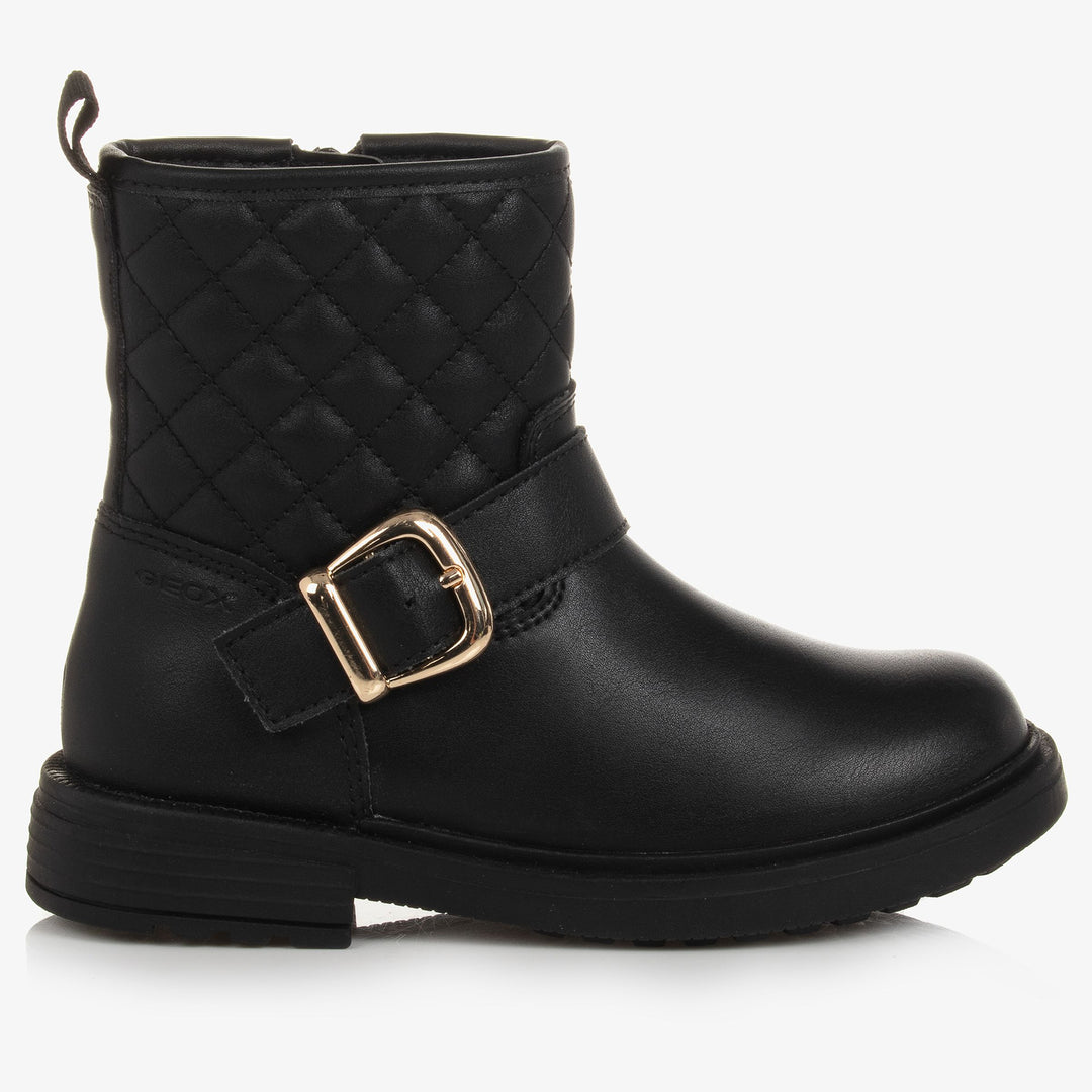 girls black leather ankle boots
