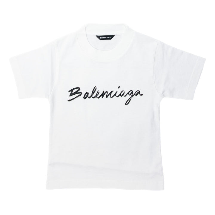 balenciaga-White Logo T-Shirt-681864tmvf39040