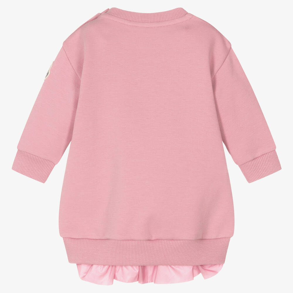 moncler-Pink Cotton Sweatshirt Dress-i2-951-8i000-06-89a23-527