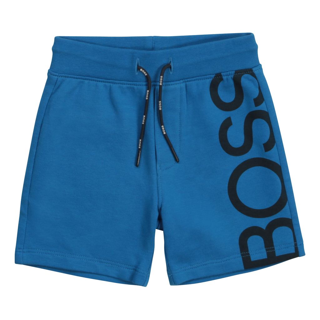 boss-Blue Cropped Logo Shorts-j04395-787