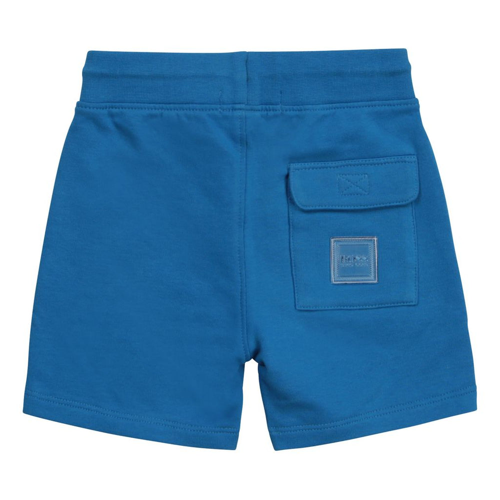 boss-Blue Cropped Logo Shorts-j04395-787