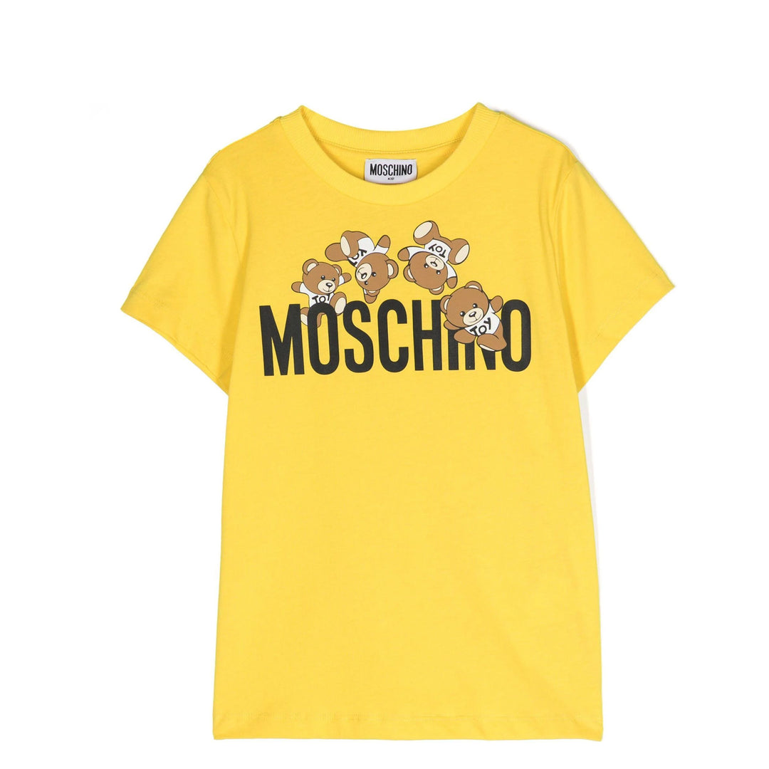 moschino-Yellow Teddy Bear Logo T-Shirt-hmm04k-laa03-50162