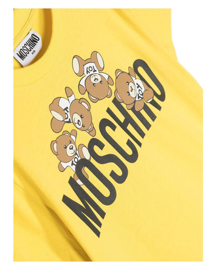 moschino-Yellow Teddy Bear Logo T-Shirt-hmm04k-laa03-50162