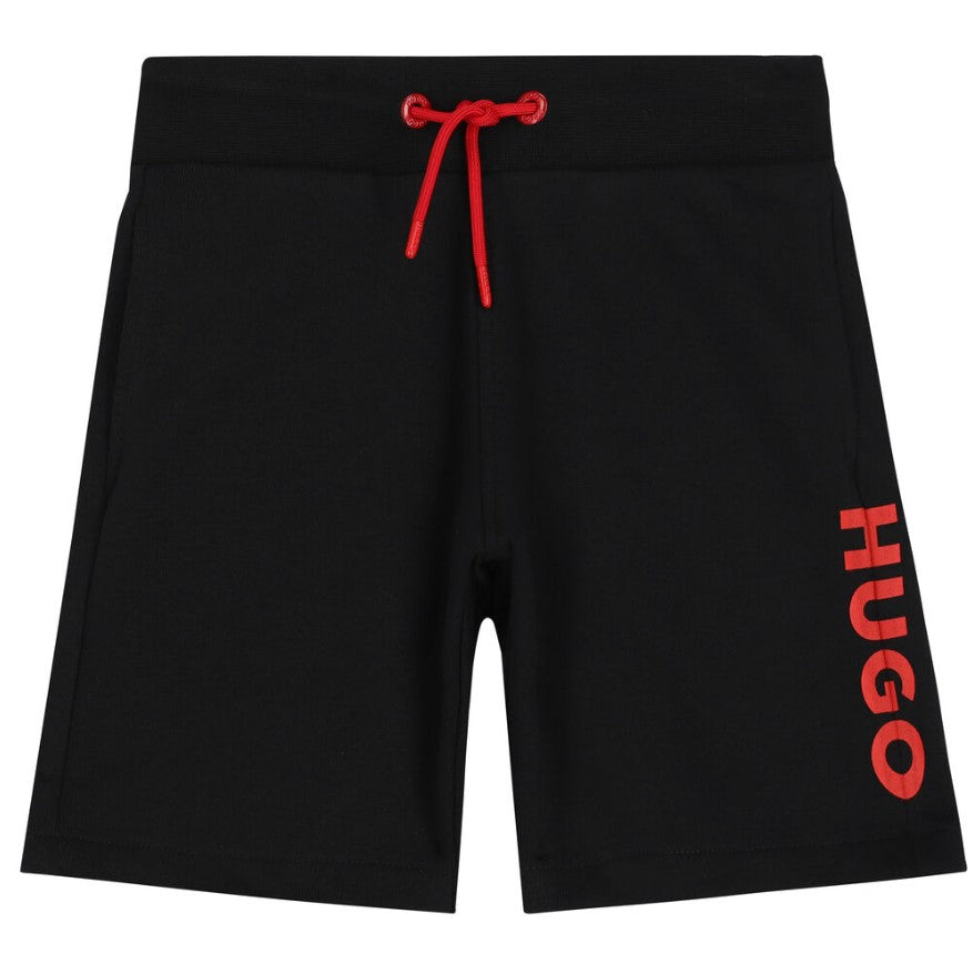 hugo-g24101-09b-Black Logo Shorts