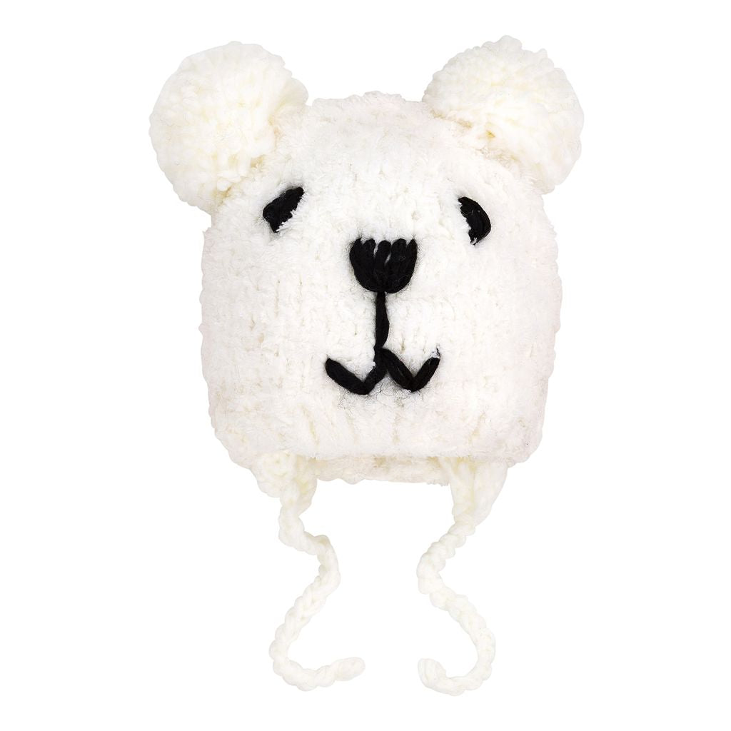 Deux Par Deux White Knitted Teddy Bear Hat-Accessories-Deux Par Deux-kids atelier