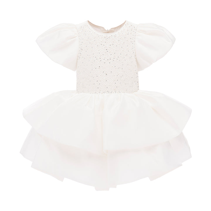 White Elisa Poplin Ruffle Dress