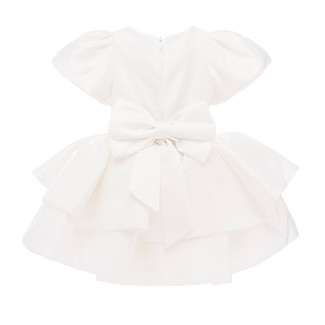 White Elisa Poplin Ruffle Dress