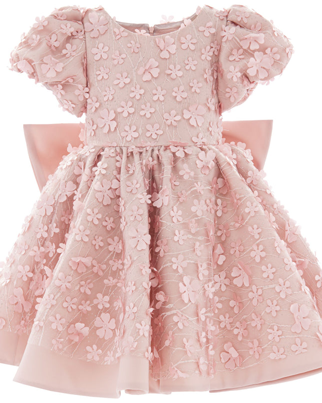 Pink Peach Moneta Floral Bow Dress