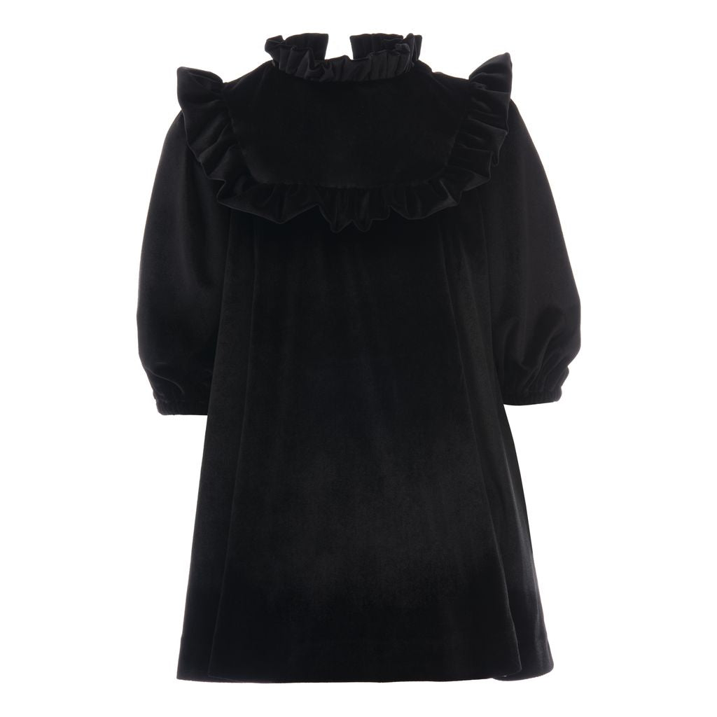 Black Ruffle Velvet Dress