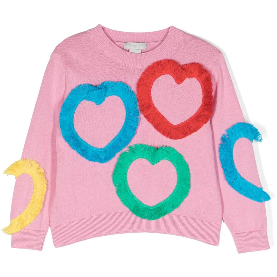 stella-Pink Sweater With Fringy Multicolor Hearts-tt9b70-z1562-547