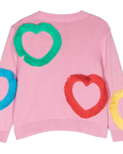 stella-Pink Sweater With Fringy Multicolor Hearts-tt9b70-z1562-547
