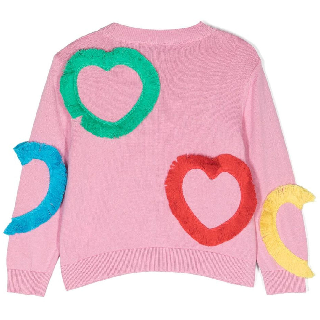stella-Pink Sweater With Fringy Multicolor Hearts-tt9b70-z1562-547