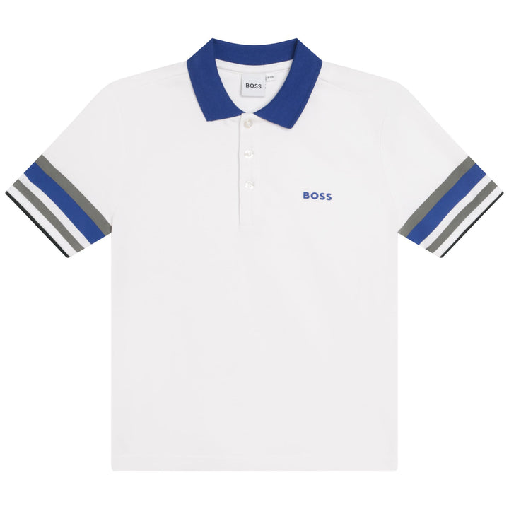 boss-j25o28-10p-kb-White Cotton Logo Polo