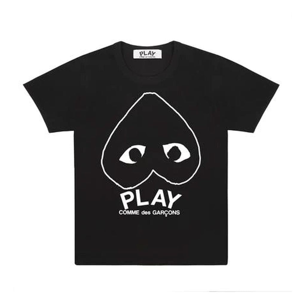 Heart Logo Comme Des Garcons Play Text Logo Tee Black Play