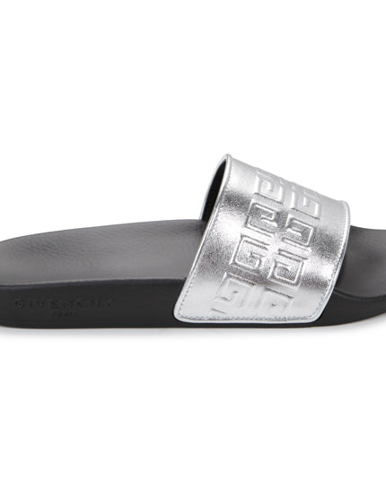 givenchy-h19072-016-kg-Black & Silver Logo Slides