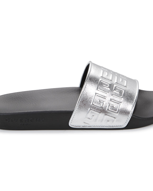 givenchy-h19072-016-kg-Black & Silver Logo Slides
