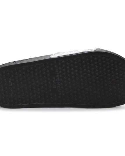 givenchy-h19072-016-kg-Black & Silver Logo Slides