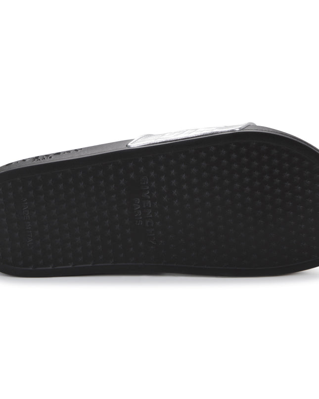 givenchy-h19072-016-kg-Black & Silver Logo Slides
