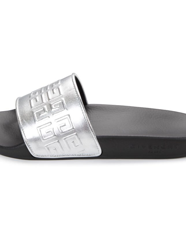 givenchy-h19072-016-kg-Black & Silver Logo Slides