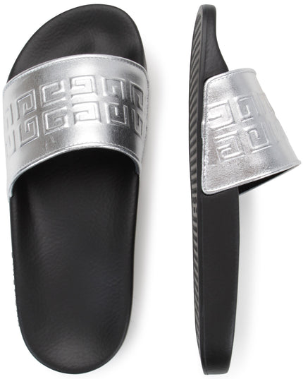 givenchy-h19072-016-kg-Black & Silver Logo Slides