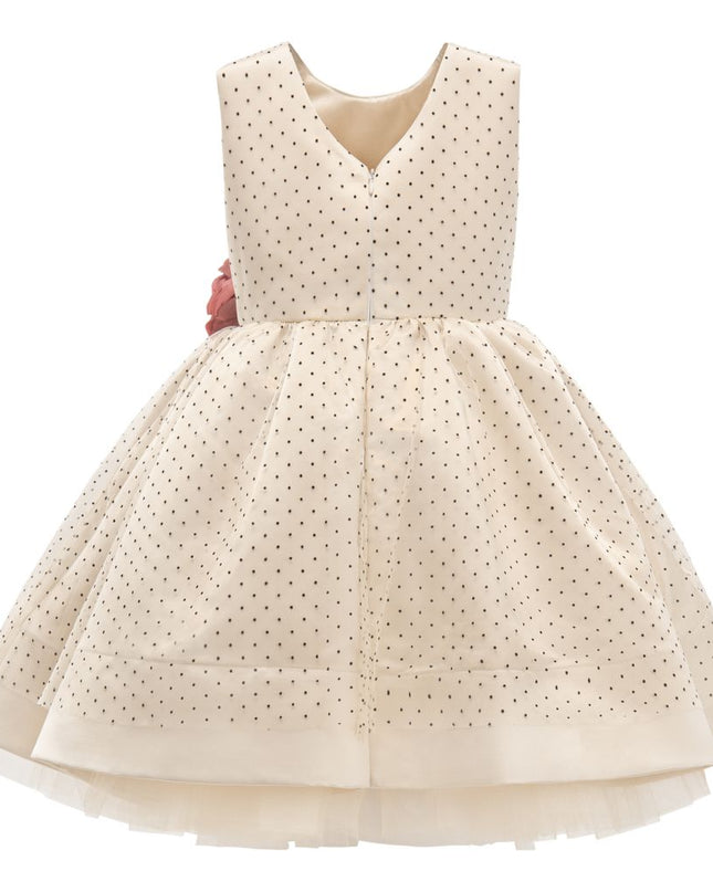 tulleen-2773-Beige Floral Brooch Dress